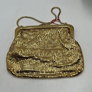 Park Lane Vintage Gold chainmail Metal Mesh Kiss Lock Purse Evening Clucth New
